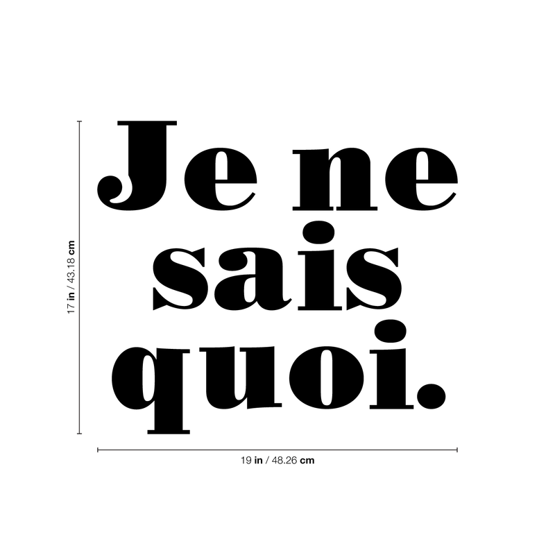 Vinyl Wall Art Decal - Je Ne Sais Quoi - 17" x 19" - Girly French Trendy Chic Fashion Quote For Home Bedroom Apartment Living Room Closet Retail Store Work Decor Black 17" x 19"