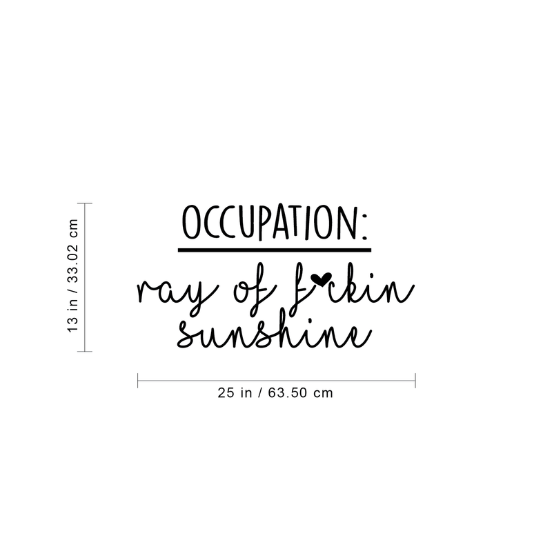 Vinyl Wall Art Decal - Occupation Ray Of F Sunshine - Funny Trendy Motivational Quote For Adults Home Bedroom Living Room Office Workplace Decoration Sticker