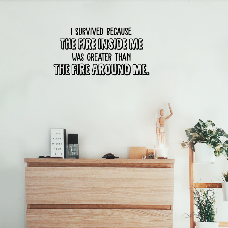 Vinyl Wall Art Decal - I Survived Because The Fire Inside Me Was Greater Than The Fire Around Me - Inspirational Life Quote for Home Bedroom Living Room Apartment Decoration Sticker   2