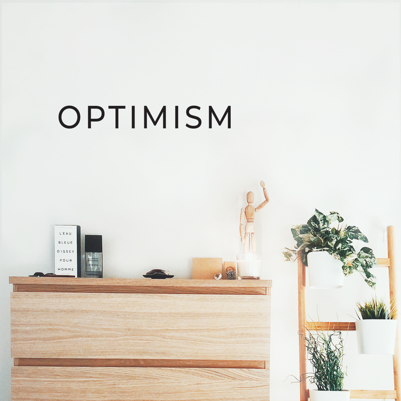 Vinyl Wall Art Decal - Optimism - 4" x 30" - Trendy Modern Minimalist Motivational Quote For Home Bedroom Office Indoor Workplace School Classroom Decoration Sticker Black 4" x 30" 2