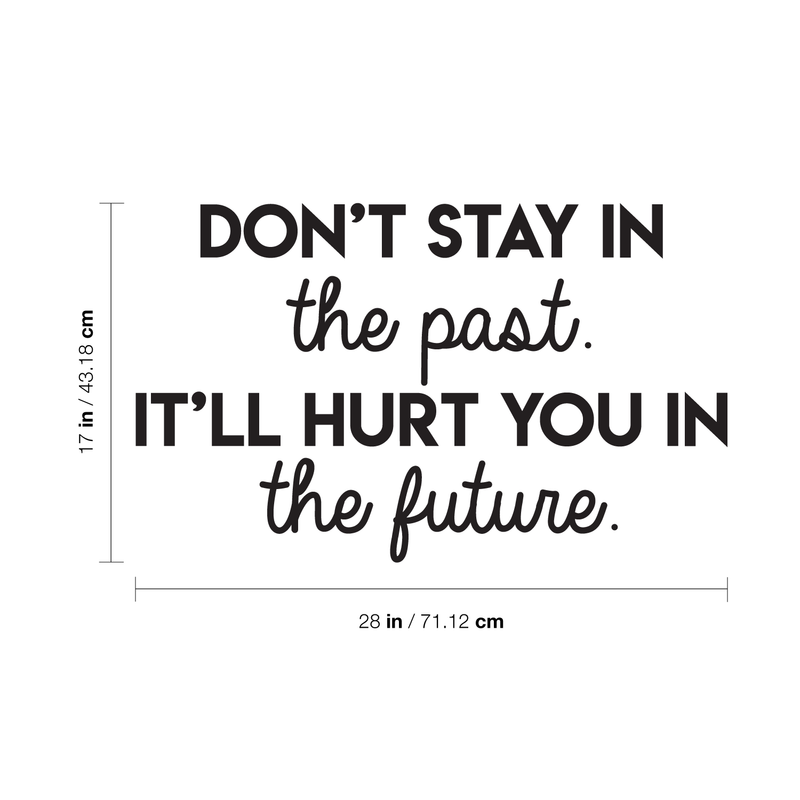 Vinyl Wall Art Decal - Don't Stay In The Past It'll Hurt You In The Future - Positive Motivational Quote For Home Bedroom School Classroom Decoration Sticker