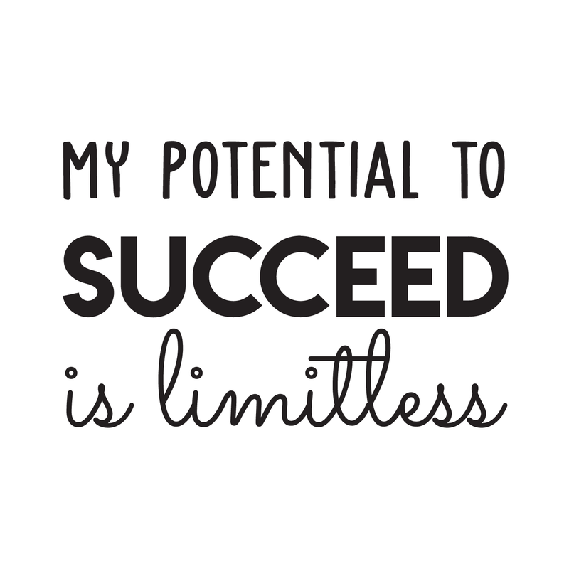 Vinyl Wall Art Decal - My Potential To Succeed Is Limitless - 17" x 26" - Trendy Motivational Self Esteem Quote For Home Bedroom Office Workplace Decoration Sticker Black 17" x 26" 5