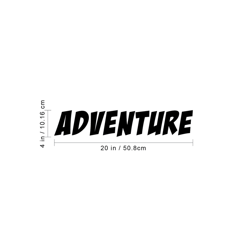 Vinyl Wall Art Decal - Adventure - 4" x 20" - Modern Motivational Quote For Home Bedroom Living Room School Office Travel Agency Decoration Sticker Black 4" x 20" 4