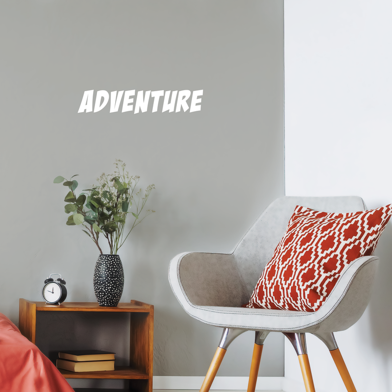 Vinyl Wall Art Decal - Adventure - 4" x 20" - Modern Motivational Quote For Home Bedroom Living Room School Office Travel Agency Decoration Sticker White 4" x 20" 3