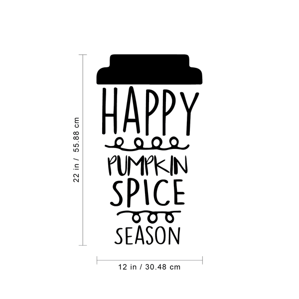 Vinyl Wall Art Decal - Happy Pumpkin Spice Season - Modern Cute Halloween Quote For Home Bedroom Living Room School Office Store Holiday Seasonal Decoration Sticker