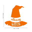 Vinyl Wall Art Decal - Classy Witch - 17" x 18" - Trendy Halloween Season Hat Shape Cursive Quote For Home Bedroom Living Room School Classroom Office Decoration Sticker Orange 17" x 18"