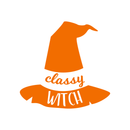 Vinyl Wall Art Decal - Classy Witch - 17" x 18" - Trendy Halloween Season Hat Shape Cursive Quote For Home Bedroom Living Room School Classroom Office Decoration Sticker Orange 17" x 18" 4