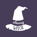 Vinyl Wall Art Decal - Classy Witch - 17" x 18" - Trendy Halloween Season Hat Shape Cursive Quote For Home Bedroom Living Room School Classroom Office Decoration Sticker White 17" x 18" 4