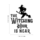 Vinyl Wall Art Decal - The Witching Hour Is Near - Trendy Halloween Season Quote Witch Figure For Home Bedroom Living Room School Classroom Office Decoration Sticker