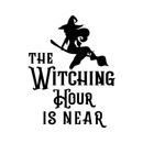 Vinyl Wall Art Decal - The Witching Hour Is Near - Trendy Halloween Season Quote Witch Figure For Home Bedroom Living Room School Classroom Office Decoration Sticker   5