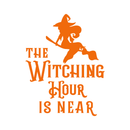 Vinyl Wall Art Decal - The Witching Hour Is Near - 21" x 17" - Trendy Halloween Season Quote Witch Figure For Home Bedroom Living Room School Classroom Office Decoration Sticker Orange 21" x 17" 4