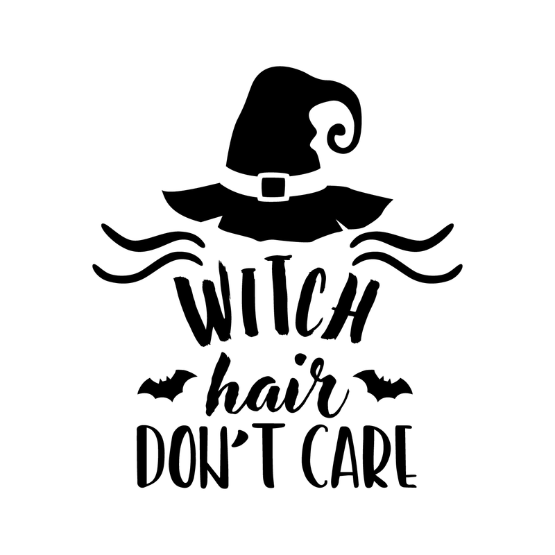 Vinyl Wall Art Decal - Witch Hair Don't Care - 19. Trendy Halloween Season Broom Hat Shape For Home Bedroom Living Room School Classroom Office Decoration Sticker   5