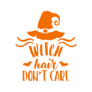 Vinyl Wall Art Decal - Witch Hair Don't Care - 19.5" x 17" - Trendy Halloween Season Broom Hat Shape For Home Bedroom Living Room School Classroom Office Decoration Sticker Orange 19.5" x 17" 4