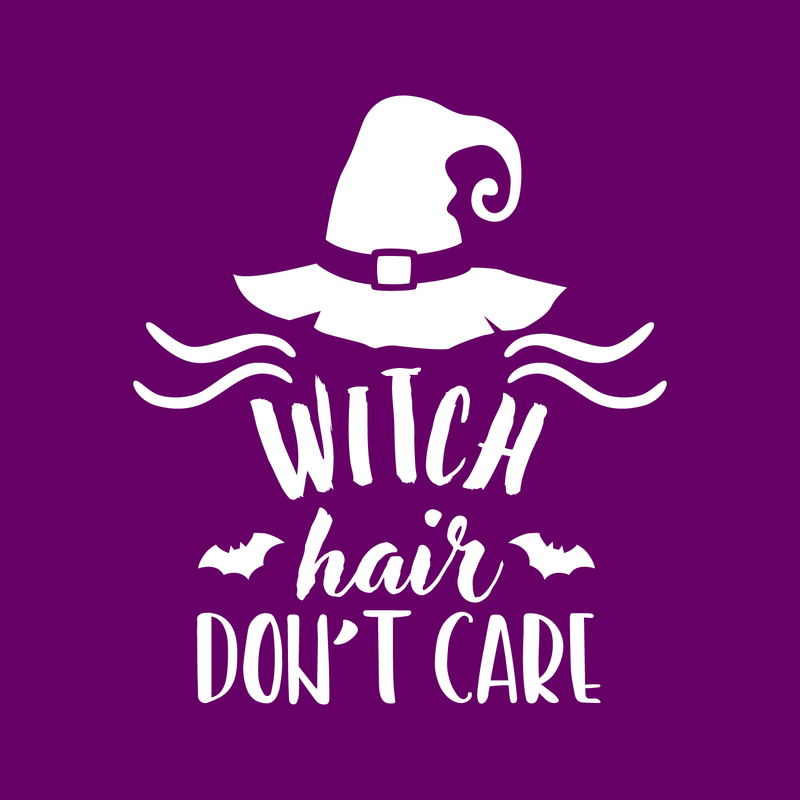 Vinyl Wall Art Decal - Witch Hair Don't Care - 19.5" x 17" - Trendy Halloween Season Broom Hat Shape For Home Bedroom Living Room School Classroom Office Decoration Sticker White 19.5" x 17" 4