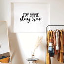 Vinyl Wall Art Decal - Stay Simple Stay True - 13" x 30" - Cursive Positive Minimalist Inspirational Quote For Home Bedroom Living Room Apartment Office Work School Classroom Door Decor Black 13" x 30" 2