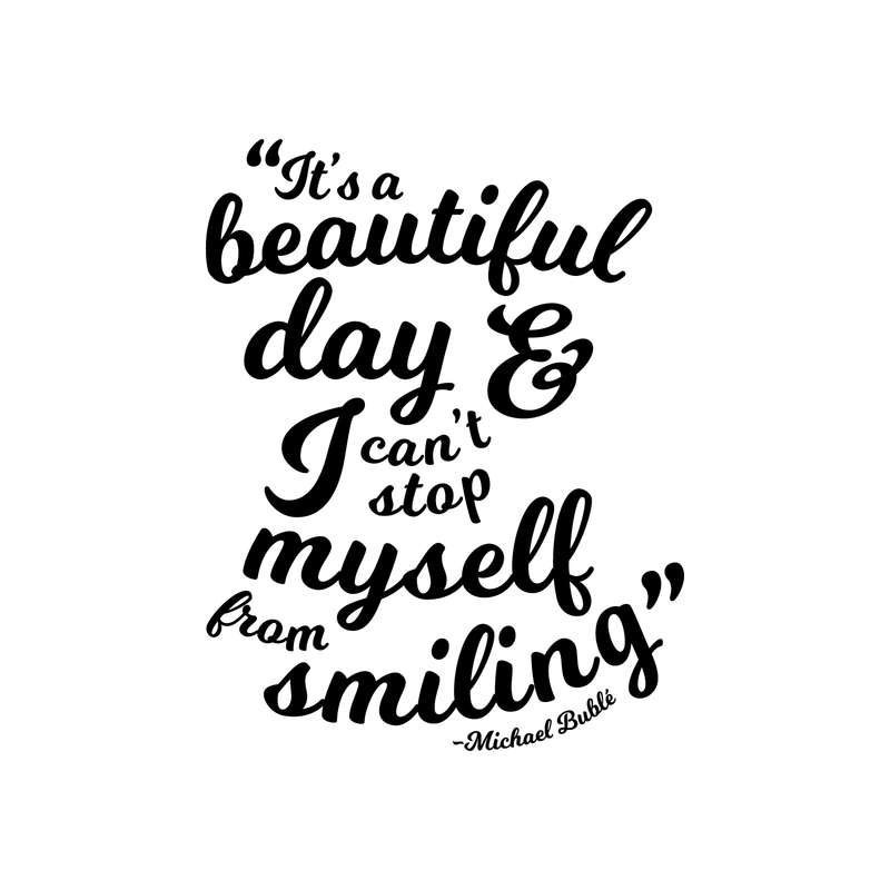 Vinyl Wall Art Decal - It's A Beautiful Day And I Can't Stop Myself From Smiling - 22" x 17" - Michael Buble Inspirational Quote For Home Bedroom Living Room Apartment Decor Black 22" x 17" 5