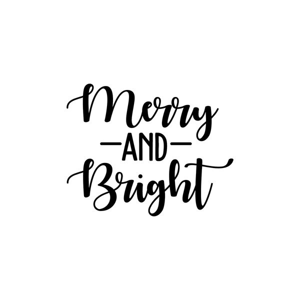 Vinyl Wall Art Decal - Merry and Bright - - Christmas Seasonal Decoration Sticker - Indoor Outdoor Home Office Wall Door Window Bedroom Workplace Decor Decals (; Black)