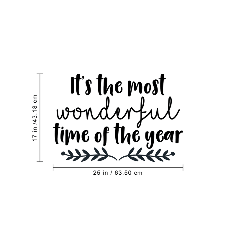 Vinyl Wall Art Decal - It's The Most Wonderful Time Of The Year - 17" x 25" - Trendy Christmas Song Quote For Home Living Room Front Door Coffee Shop Store Seasonal Decoration Sticker Black 17" x 25"