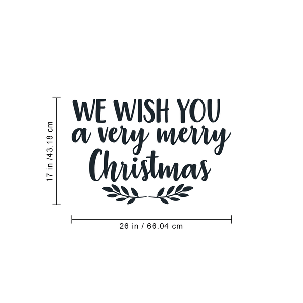 Vinyl Wall Art Decal - We Wish You A Very Merry Christmas - Modern Cute Quote For Home Living Room Front Door Store School Office Coffe Shop Seasonal Decoration Sticker