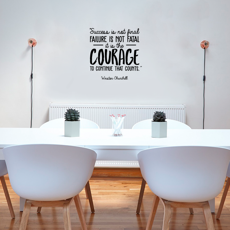 Vinyl Wall Art Decal - Success Is Not Final Failure Is Not Fatal - Winston Churchill Motivational Quote For Home Workout Bedroom Office Work Decoration Sticker   3