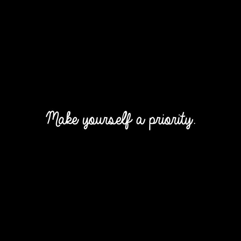 Vinyl Wall Art Decal - Make Yourself A Priority - 4" x 30" - Trendy Inspirational Quote For Home Bedroom Living Room Office Workplace Decoration Sticker White 4" x 30" 5