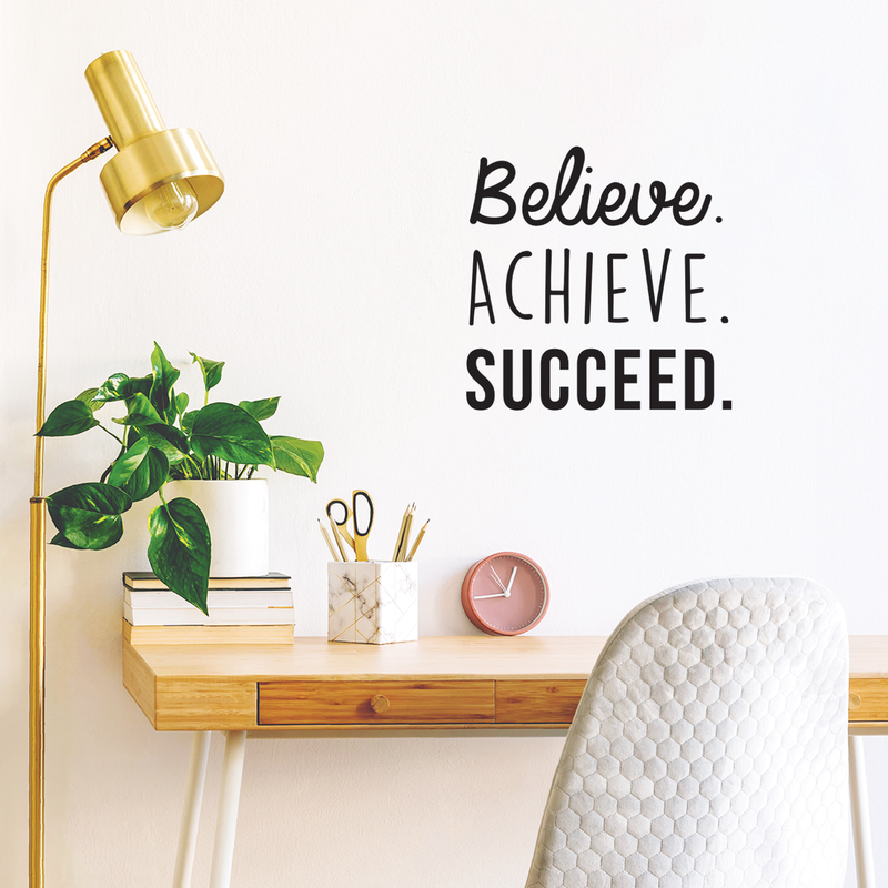 Vinyl Wall Art Decal - Believe Achieve Succeed - Modern Positive Motivational Quote For Home Bedroom Living Room Office Workplace Store School Gym Decoration Sticker   5