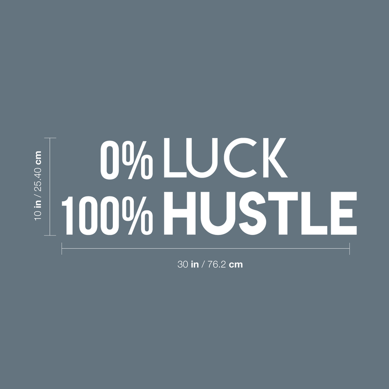 Vinyl Wall Art Decal - O Luck 100 Hustle - 10" x 30" - Trendy Motivational Quote For Home Bedroom Closet Office Workplace School Classroom Decoration Sticker White 10" x 30" 3