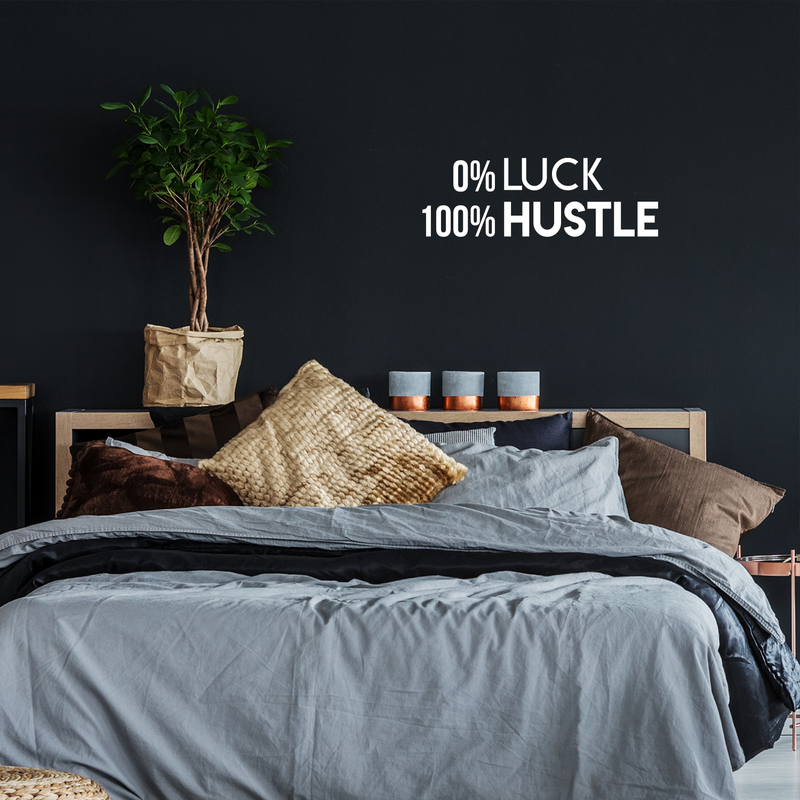 Vinyl Wall Art Decal - O Luck 100 Hustle - 10" x 30" - Trendy Motivational Quote For Home Bedroom Closet Office Workplace School Classroom Decoration Sticker White 10" x 30" 4