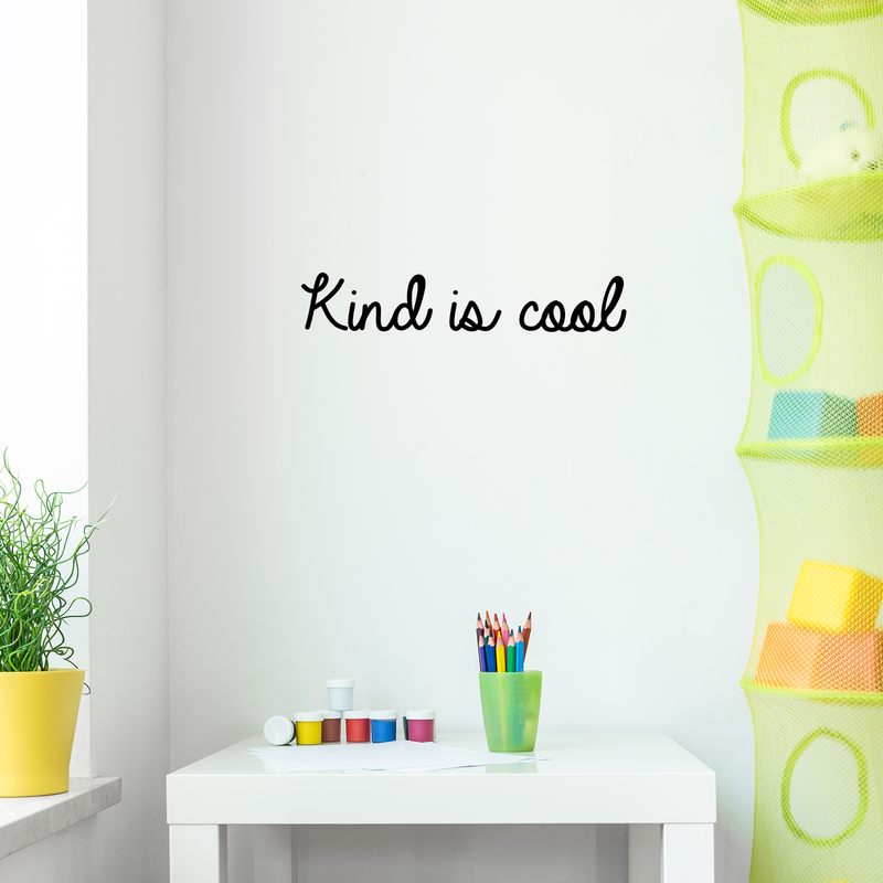 Vinyl Wall Art Decal - Kind Is Cool - 4" x 22" - Trendy Minimalist Kindness Quote For Home Living Room Kids Playroom School Office Small Business Decoration Sticker Black 4" x 22"