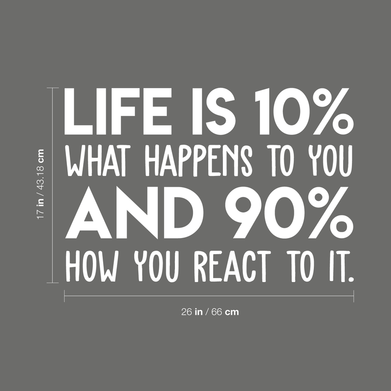 Vinyl Wall Art Decal - Life Is 10 Percent What Happens To You - 17" x 26" - Modern Inspirational Positive Quote For Home Apartment Bedroom Living Room Office Decoration Sticker White 17" x 26" 4