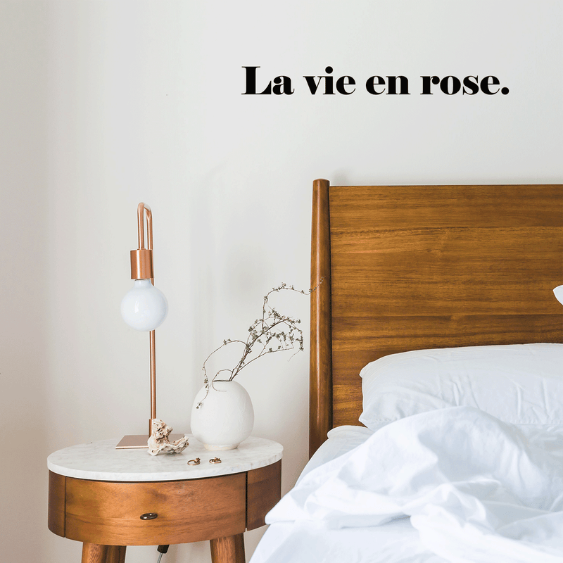 Vinyl Wall Art Decal - La Vie En Rose - Trendy Inspirational French Song Quote For Women Home Bedroom Girls Room Living Room Office Decoration Sticker   3