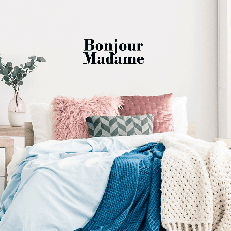 Vinyl Wall Art Decal - Bonjour Madame - Trendy Cute French Good Morning Quote For Women Home Bedroom Girls Room Living Room Office Decoration Sticker   4