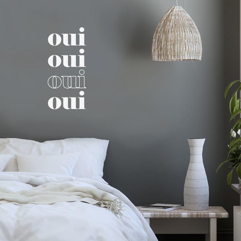 Vinyl Wall Art Decal - Oui Oui Oui Oui - 32" x 15" - Trendy Cute French Design Quote For Home Bedroom Girls Room Living Room Office Coffee Shop Decoration Sticker White 32" x 15" 4