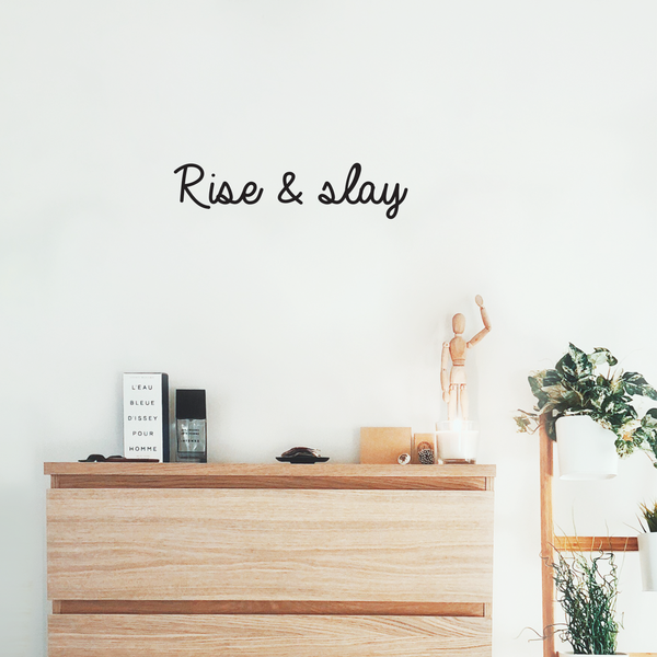 Vinyl Wall Art Decal - Rise & Slay - Trendy Minimalist Sarcastic Quote For Home Apartment Bedroom Living Room Office Workplace Decoration Sticker