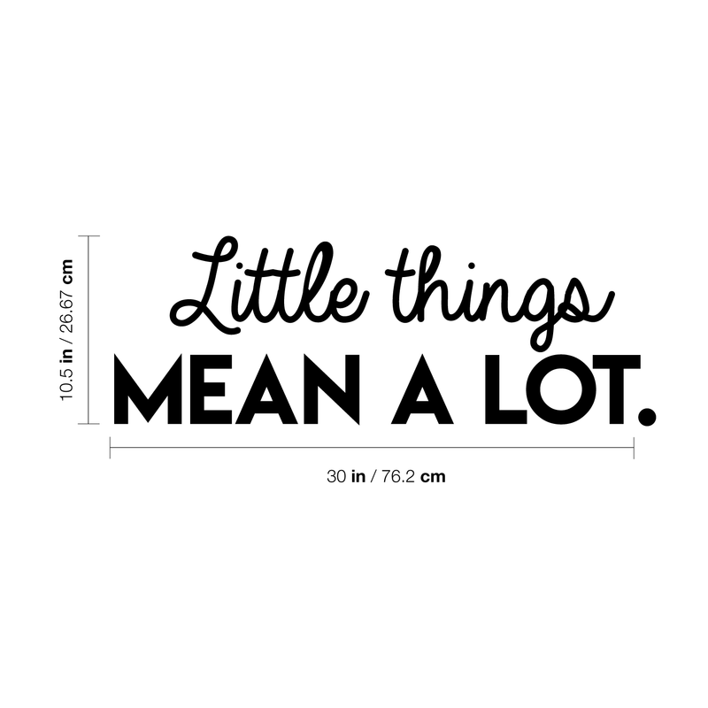 Vinyl Wall Art Decal - Little Things Mean A Lot - 10.5" x 30" - Modern Inspirational Quote For Home Bedroom Living Room Office Workplace School Store Decoration Sticker Black 10.5" x 30"