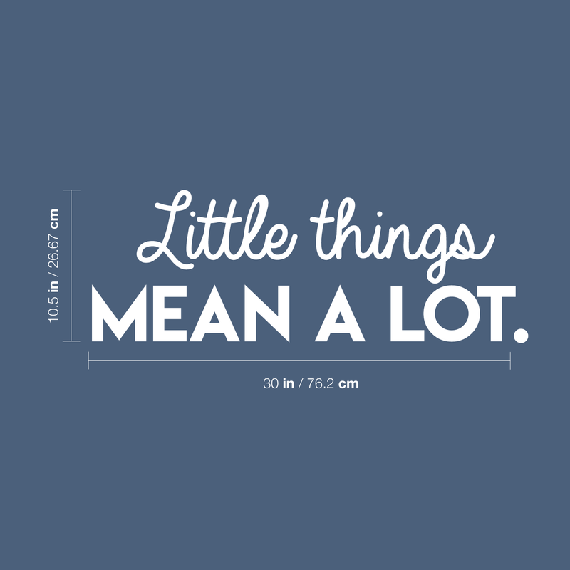 Vinyl Wall Art Decal - Little Things Mean A Lot - 10.5" x 30" - Modern Inspirational Quote For Home Bedroom Living Room Office Workplace School Store Decoration Sticker White 10.5" x 30"