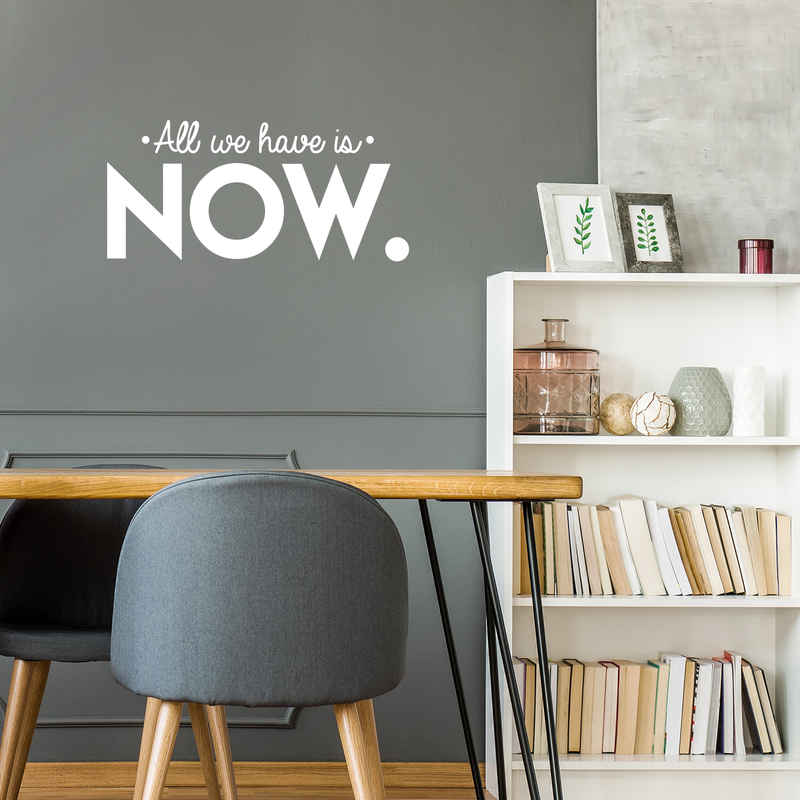 Vinyl Wall Art Decal - All We Have Is Now - 3" x 25" - Modern Motivational Energetic Quote For Home Bedroom Closet Living Room Office Business Decoration Sticker White 14" x 30"