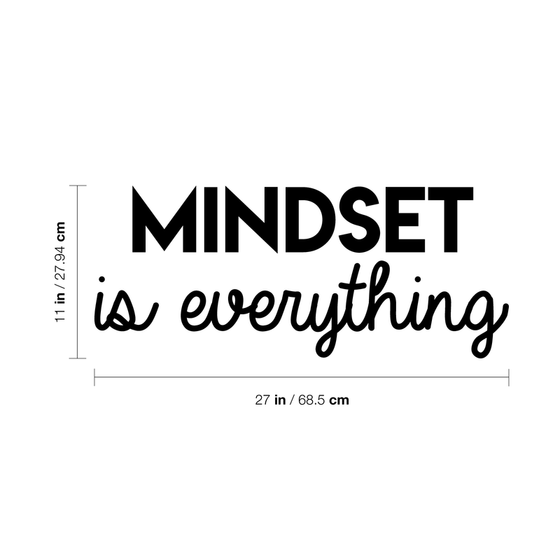 Vinyl Wall Art Decal - Mindset Is Everything - 11" x 27" - Trendy Inspirational Self Appreciation Quote For Home Bedroom Living Room Office Workplace Business Decoration Sticker Black 11" x 27" 5