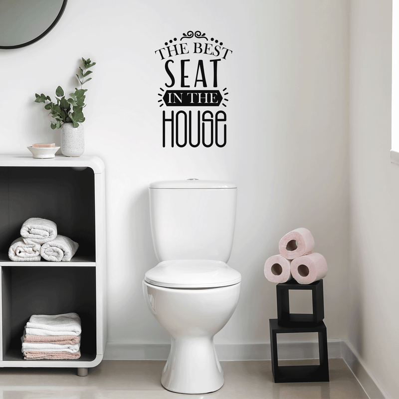 Vinyl Wall Art Decal - The Best Seat In The House - 25.5" x 17" - Trendy Funny Sarcastic Bathroom Door Quote For Home Apartment Bedroom Kids Room Decoration Sticker White 25.5" x 17" 4