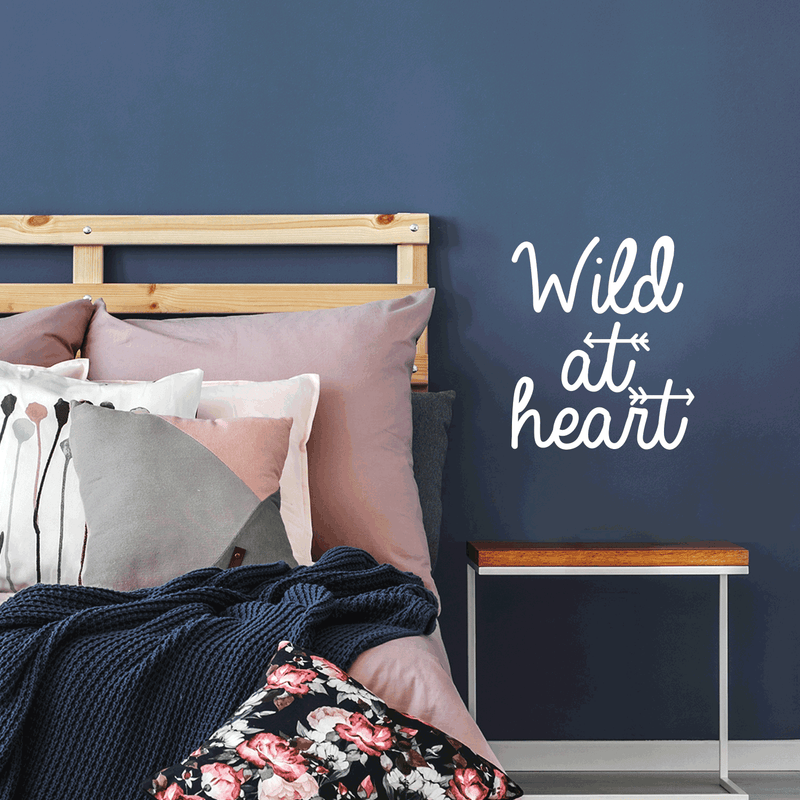 Vinyl Wall Art Decal - Wild At Heart - 20" x 17" - Modern Inspirational Quote For Home Bedroom Closet Living Room Office Workplace Coffee Shop Decoration Sticker White 20" x 17"