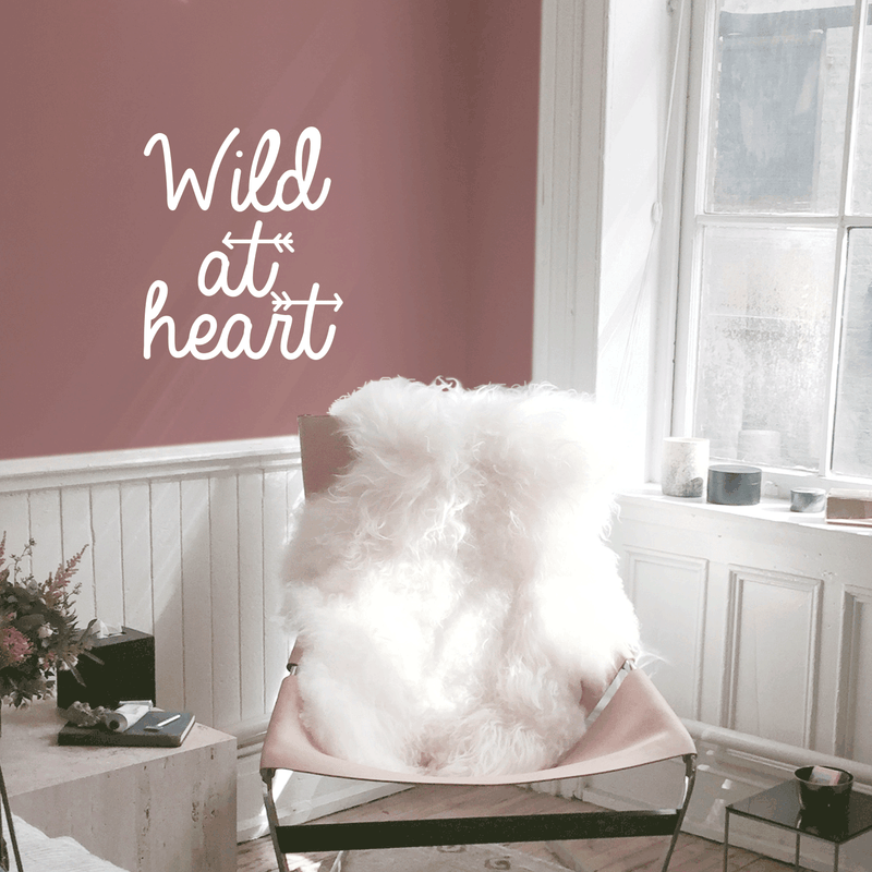 Vinyl Wall Art Decal - Wild At Heart - 20" x 17" - Modern Inspirational Quote For Home Bedroom Closet Living Room Office Workplace Coffee Shop Decoration Sticker White 20" x 17" 5