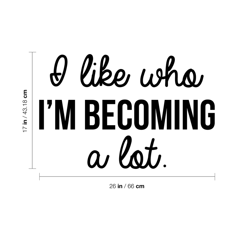 Vinyl Wall Art Decal - I Like Who I'm Becoming A Lot - Modern Inspirational Self Esteem Quote For Home Bedroom Closet Living Room Apartment Office Decor Sticker   3