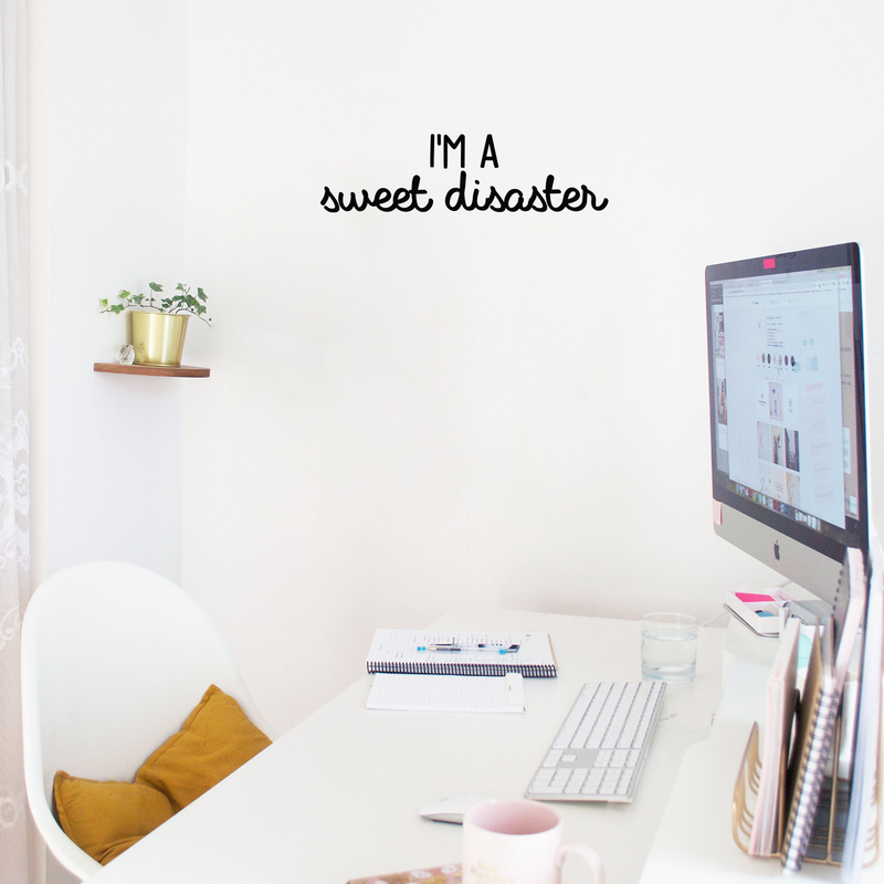 Vinyl Wall Art Decal - I'm A Sweet Disaster - 6" x 22" - Modern Funny Inspirational Quote For Home Teens Bedroom Bathroom Closet Living Room Office Decoration Sticker Black 6" x 22" 3