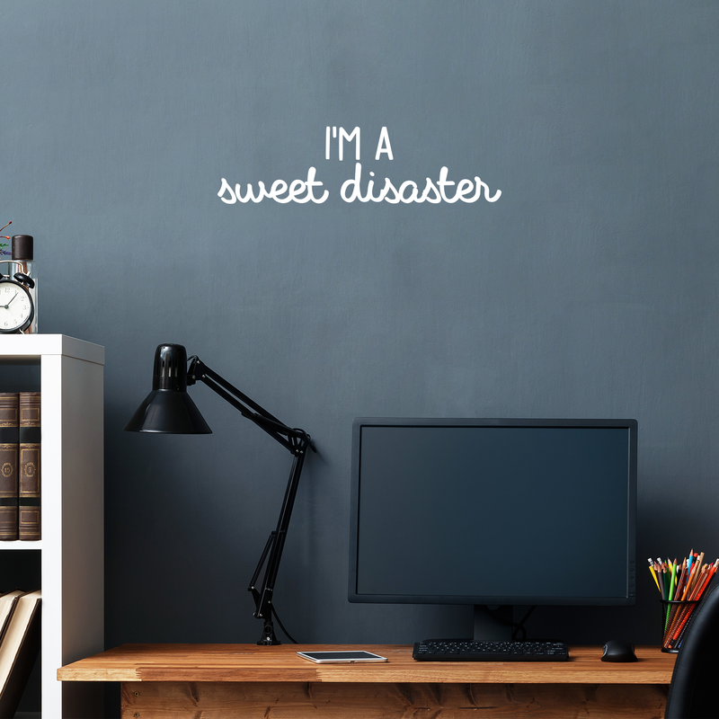 Vinyl Wall Art Decal - I'm A Sweet Disaster - 6" x 22" - Modern Funny Inspirational Quote For Home Teens Bedroom Bathroom Closet Living Room Office Decoration Sticker White 6" x 22" 3