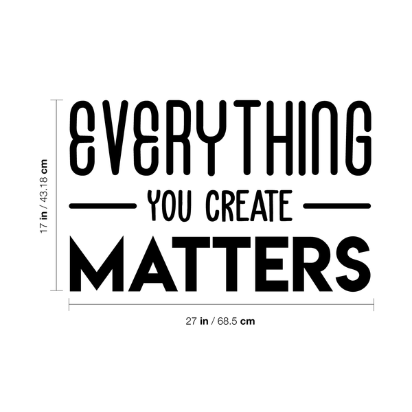 Vinyl Wall Art Decal - Everything You Create Matters - Modern Inspirational Quote For Home Bedroom Kids Room Office Workplace School Classroom Decoration Sticker