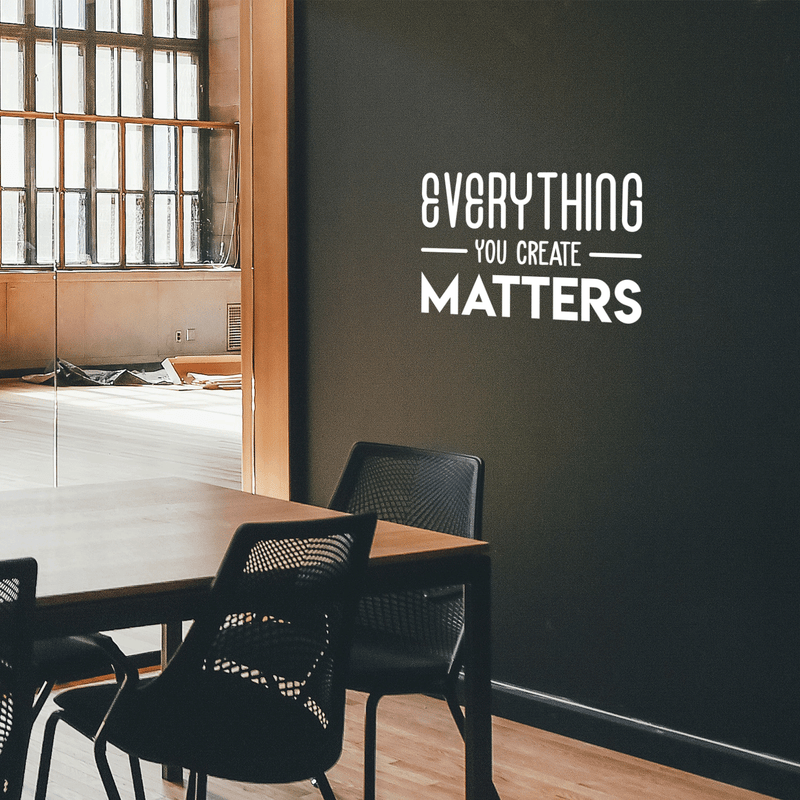 Vinyl Wall Art Decal - Everything You Create Matters - 17" x 27" - Modern Inspirational Quote For Home Bedroom Kids Room Office Workplace School Classroom Decoration Sticker White 17" x 27" 2