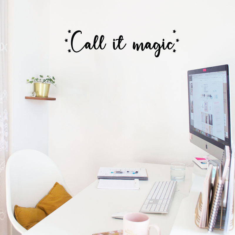 Vinyl Wall Art Decal - Call It Magic - 6" x 25" - Modern Inspirational Magical Stars Sticker Quote For Home Bedroom Living Room Kids Room Playroom Nursery Decor Black 6" x 25" 3