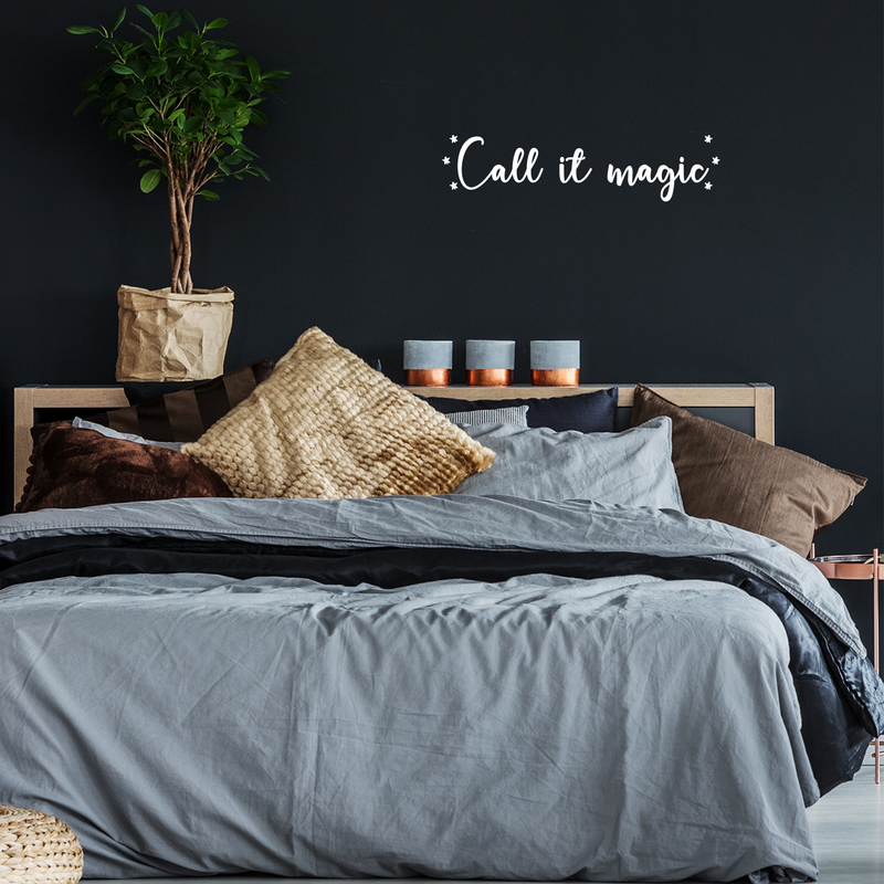 Vinyl Wall Art Decal - Call It Magic - 6" x 25" - Modern Inspirational Magical Stars Sticker Quote For Home Bedroom Living Room Kids Room Playroom Nursery Decor White 6" x 25" 3