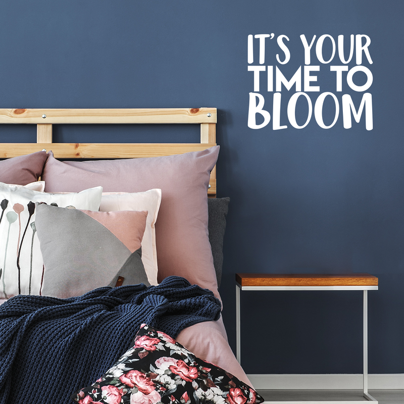 Vinyl Wall Art Decal - It's Your Time To Bloom - 17" x 22" - Trendy Inspirational Quote Positive Sticker For Home Bedroom Living Room Playroom Work Office Patio Decor White 17" x 22" 4