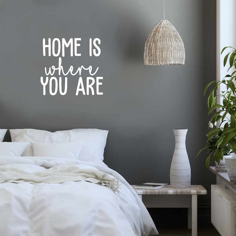 Vinyl Wall Art Decal - Home Is Where You Are - 17" x 18.5" - Modern Inspirational Quote Cute Sticker For Home Bedroom Living Room Couch Entryway Patio Decor White 17" x 18.5"